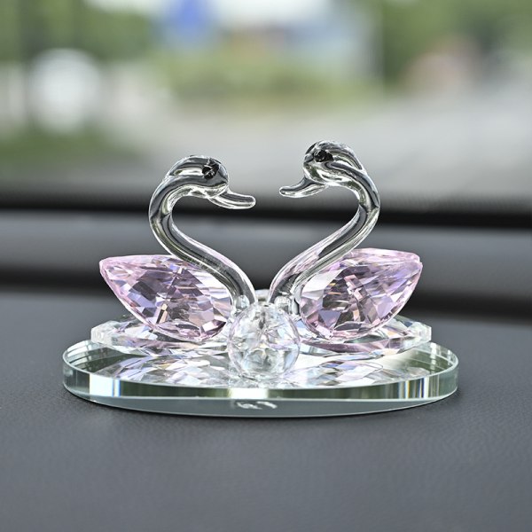 London Boutique Dekorativt Kristallglas Djur Dubbel Swan Mode