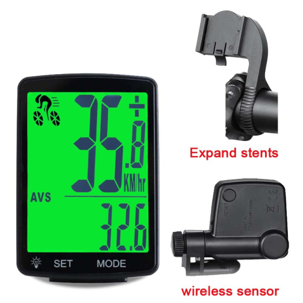 Trådløs cykelcomputer 12 funktioner Vandtæt speedometer Speedo