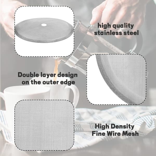 4-pakke 4 tommer kaffefilter, til 34oz/1000ml rustfrit stål Rep
