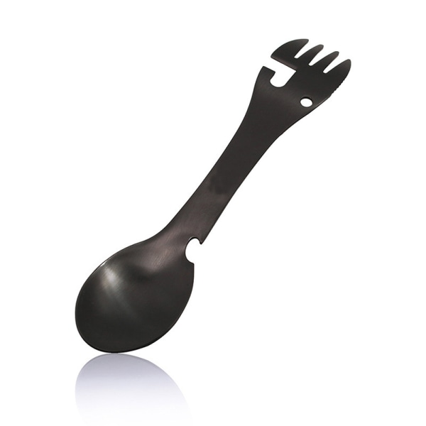 Multifunktionell rostfri stål gaffel sked 5 i 1 Spork Camping bestick Lämplig för camping Resor Vandring Utomhusaktiviteter