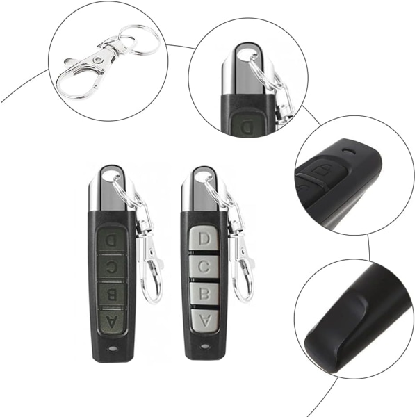 4 stk. 433 MHz Universal Portåbner Fjernbetjening, Garageport Fjernbetjening