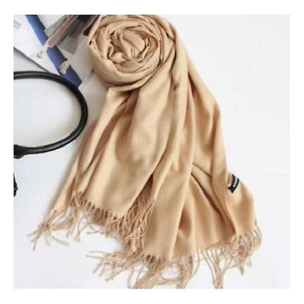 Dam vinter varm sjal kashmir lång wrap sjal rutig stickad halsduk pashmina（kaffe）