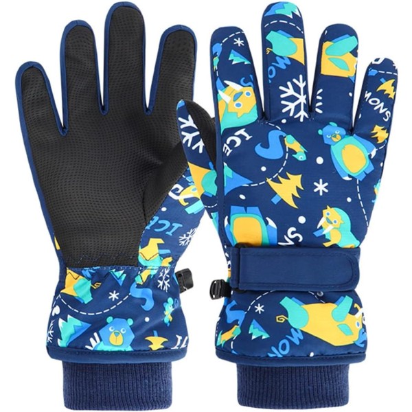 Kids Ski Gloves - Navy Blue 7-9 Years Old, Winter Warm Gloves for