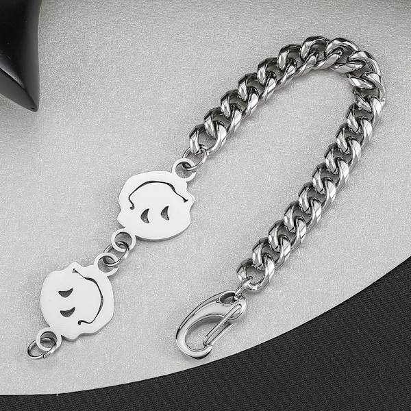 Herrar räkor armband smiley knapp ansluten till en liten sladd Eur