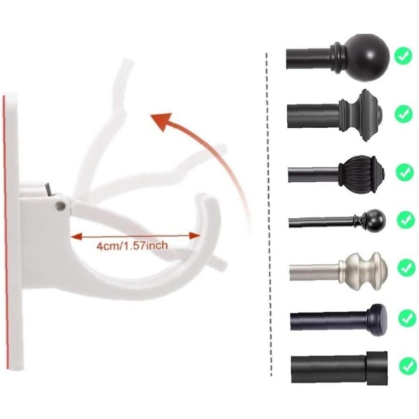 Gardinstangsholdere, 2 stk. Vinduesbeslag Stangholdere Universal S