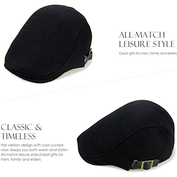 Keps Basker Platt Herr Hatt Justerbar Platt Höst Vinter Black