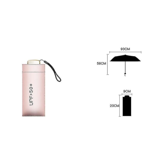 Bärbart miniparaply hopfällbart paraply Lätt kompakt reseparaply 5-vikt svart