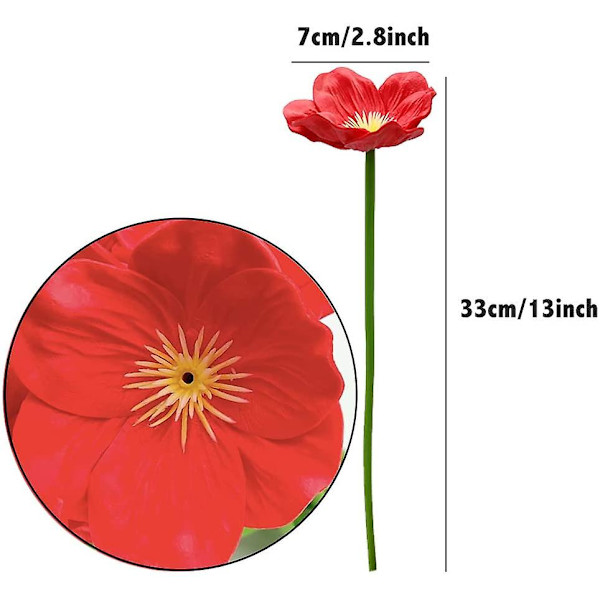 20 stk. Kunstig Valmue Rød Blomsterbuket Falske Valmuer Juledekoration Til Hjem Bryllup Bord Butik