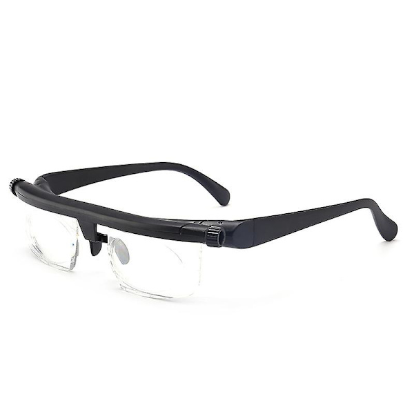Bærbar justerbar styrke linsebriller med zoom hyperopia zoom, svart, lengde 14cm bredde 3cm