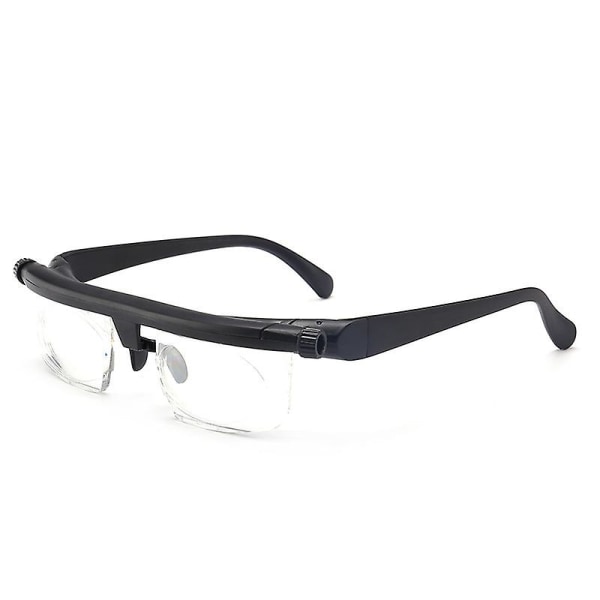 Bærbare justerbare styrke linseglas med zoom hyperopia zoom, sort, længde 14 cm bredde 3 cm