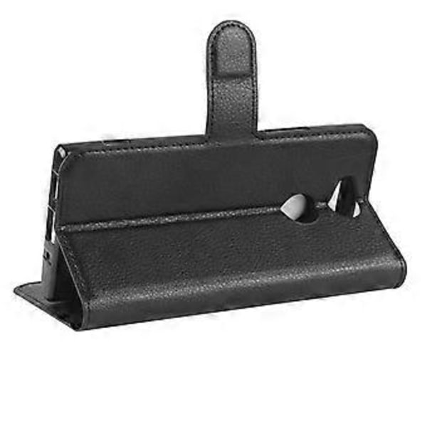 Litchi Tekstur PU Læder Wallet Stand Case til Sony Xperia XA2 - Sort Black