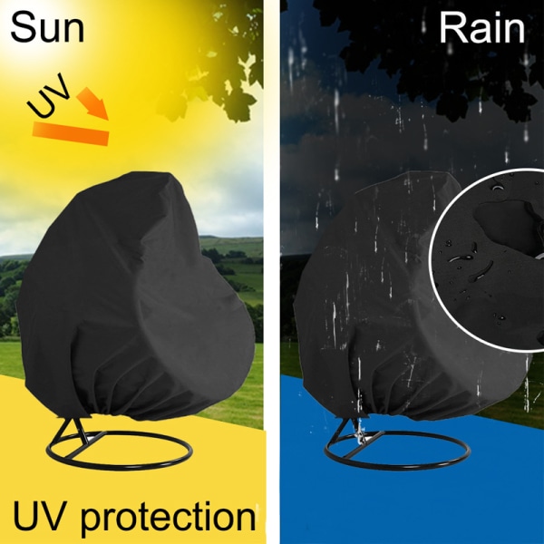 210D svart utendørs svingstol støvdeksel, 190x115cm