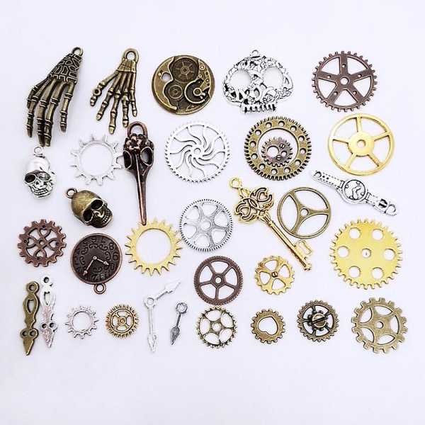76 st Antik Metal Steampunk Gears Hängen Diy Pendant Watch Hjul Gear Kugg för smyckestillverkning