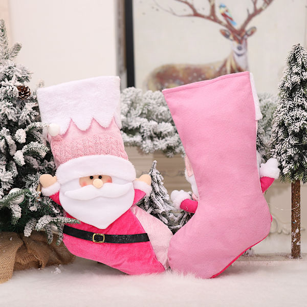 2 st rosa julstrumpe presentpåsar