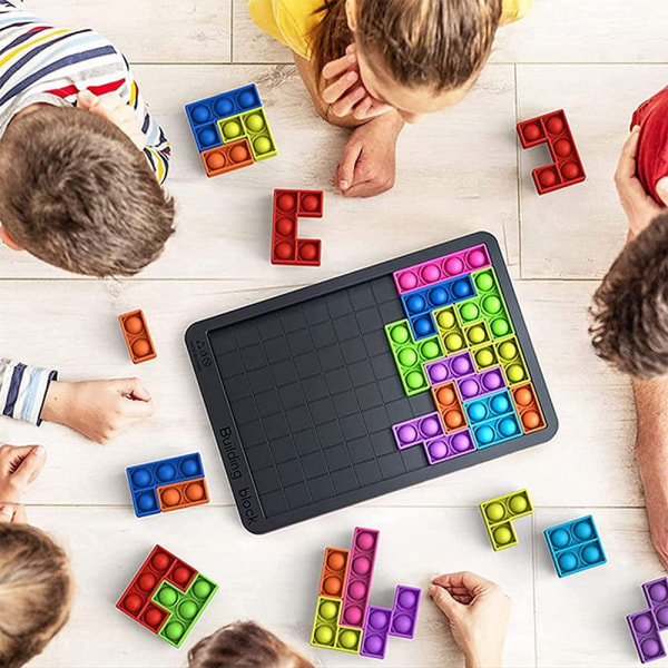 Lærende Fidget Legetøj til Piger Drenge Tetris Silikone Puslespil Brætspil
