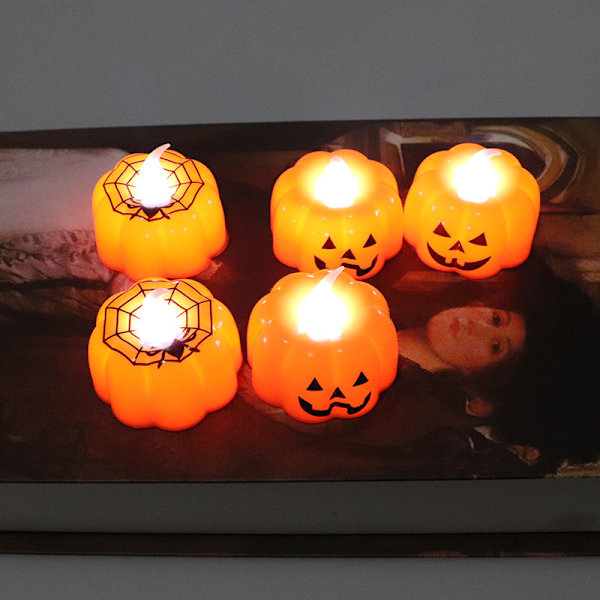 5 kpl Halloween-juhlakoristetarvikkeet led elektroniset kurpitsavalot tunnelmavalot koristevalot sytytä lelu kurpitsakynttilävalot