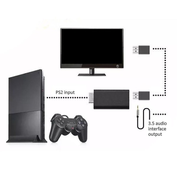 Bärbar för PS2 till hdmi-kompatibel Audio Video Converter Adapter Av Hdmi-kompatibel kabel för Playstation 2 Plug And Play-delar