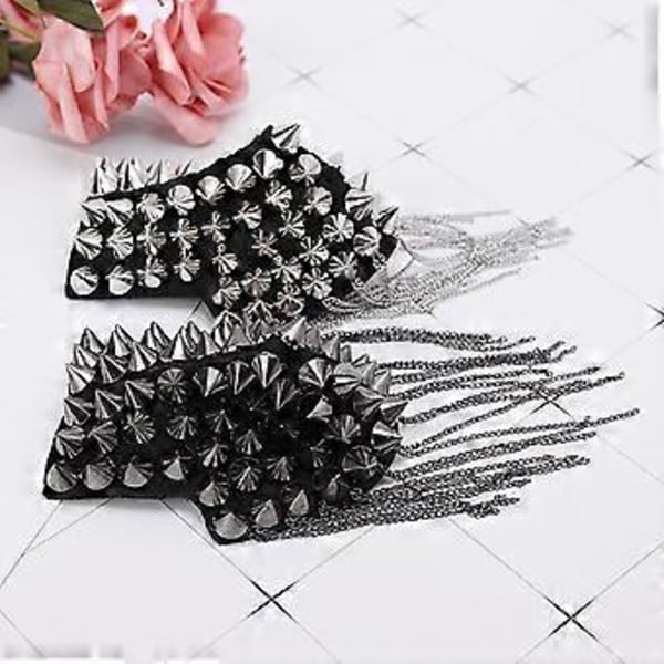 Punk Gotisk Tofs Nitar Studs Brosch Epålett Axelmarkering Silver silver