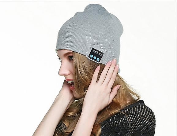 Bluetooth musikklue strikket lue Bluetooth lue binaural samtale lytte til sanger（GRÅ）