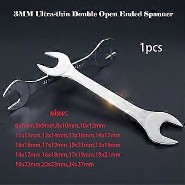 Dobbel fastnøkkel - 19 x 21mm - Ultratynn - For bruk under begrensede forhold