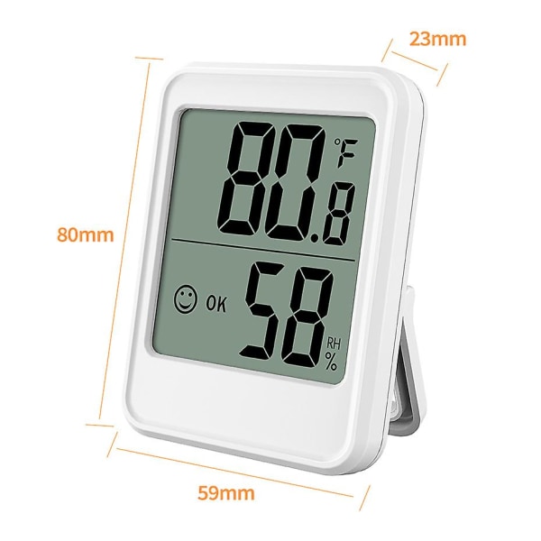 Termometer-hygrometer inomhus termometer rums termometer med inspelning och rums klimatindikator för rums klimatkontroll（Vit）