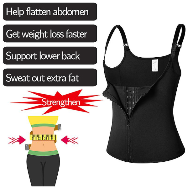 3 Clip&amp;1 Zip 6 Steel Boned Waist Trainer Korsetti Urheiluharjoittelu Vartalonmuotoilija Vatsan Hallinta（L musta）