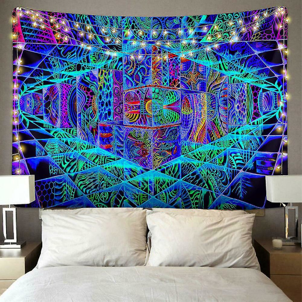 3D-avaruus trippy-seinävaate psykedeelinen seinävaate sängynpeite huoneen sisustus（200x150cm）