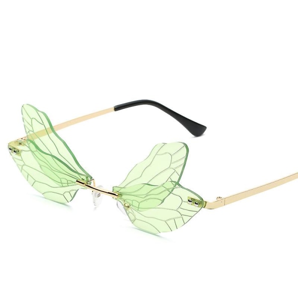 Solglasögon Butterfly Båglösa Solglasögon Glasögon Glasögon Metallram Solglasögon Uv400（Grön）