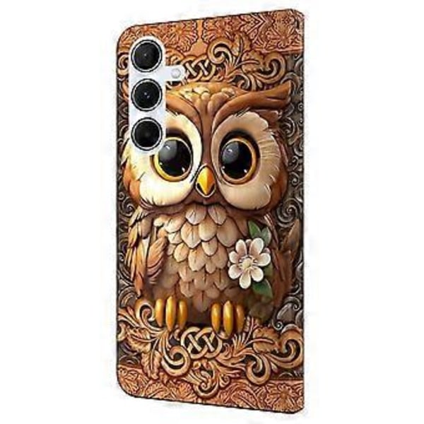 För Samsung Galaxy A16 5G/A16 4G Fodral TPU+PU Läder Flip Telefonfodral Red Owl