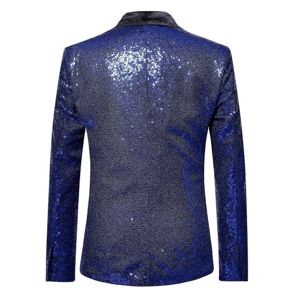 Men&#39;s Sequin Casual Blazer Party Wedding Fall Winter Regular Coat Casual Jacket（XXL Blue）