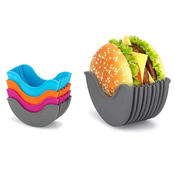 Återanvändbara hamburgerbullar Fast box Sandwich Burger Buddy Holder (grå)