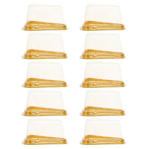 50 st transparenta triangulära mousse-tårtkartonger, enstaka cupcake-behållare (guld)