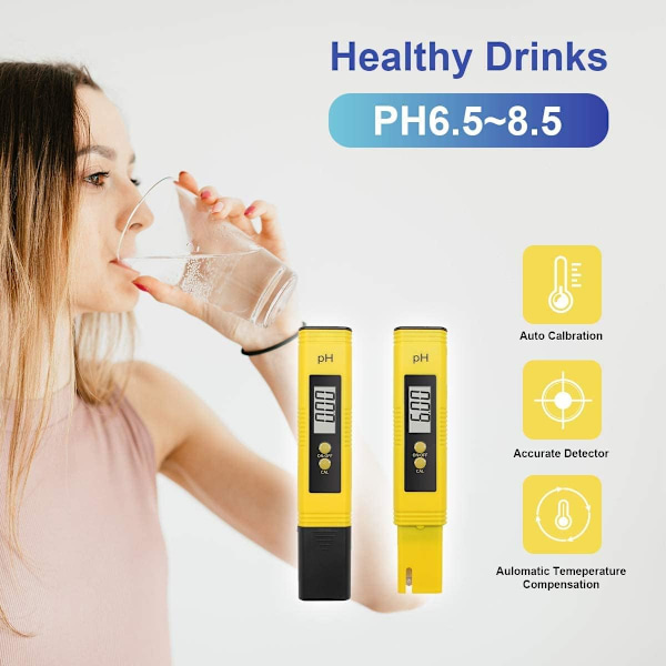 0,01 pH-opløsning, digitalt pH-meter, ATC pH-vandkvalitetstester, bærbar akvariehydroponik, svømmebassinmåleområde med 0-14 pH