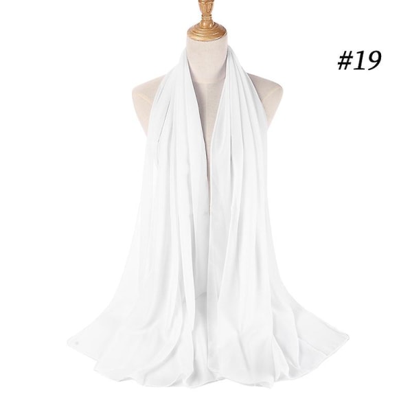 Pearl Chiffon Bubble Scarf Wrap Hodeskjerf Hijab-skjerf for kvinner (hvit)