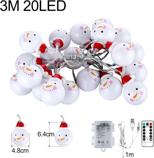 20 LED Snegl String Lights Varm Hvid Fe Lys til Haver