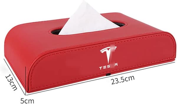 Rød bil læder serviet boks serviet boks til Tesla Model 3 2021 Mode