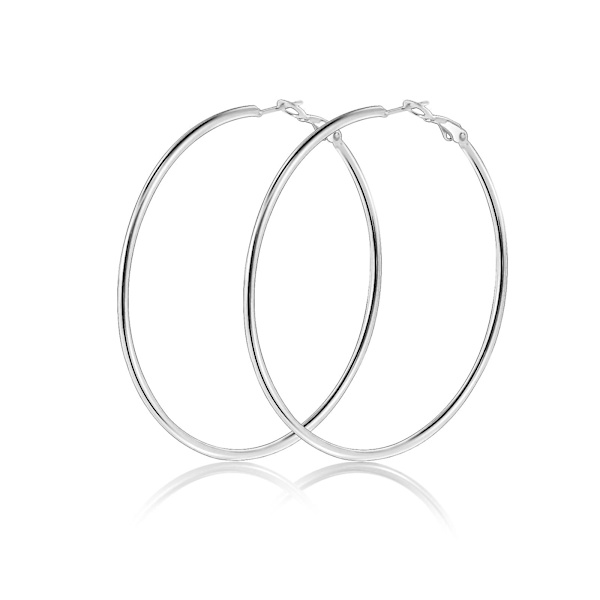 Suuret rengaskorvakorut Sterling-hopea kullattu kiillotetut pyöreät rengaskorvakorut Jewellemmry 30mm（hopeinen）