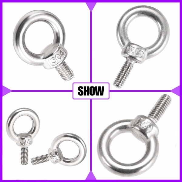 10 stk M4*10 Øyebolter 304 Rustfritt Stål Løftering Ring Sha