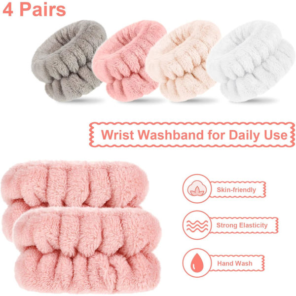 4 par mikrofiber ansigtsvask absorberende håndledsbind til kvinder