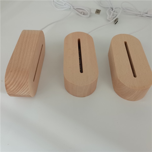 3 st 3D bokträ nattljus bas, ljus bas, oval RGB nattl
