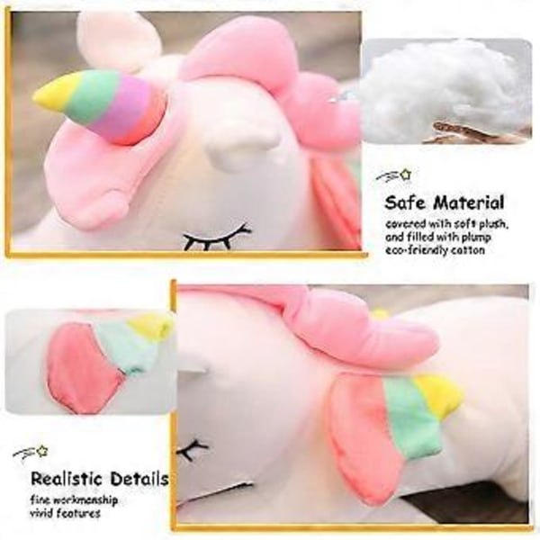 Unicorn Rainbow Pony Plyschleksaker Gosedjur Docka för Barn Pojkar Flickor Födelsedagspresenter White