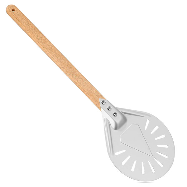 Pizzaspade 7 tum, perforerad pizzaspade Total längd 40 cm, aluminium pizzaspade med träkökstillbehör
