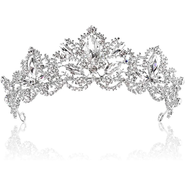 Krystal Tiara Krone, Kobber Zirkon Rhinestone Krone Tiara Encruste