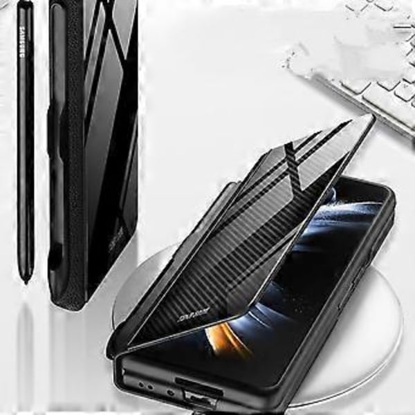 For Samsung Galaxy Z Fold 4 Deksel med Krystall Hybrid Lær C