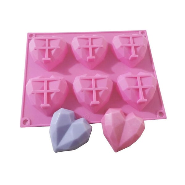 Chocolate Silicone Dessert Mold 6 Cavity 3d Heart Shape Mould Used For Cake Candy Chocolate Cake Jelly Handmade 6 Holes Pink