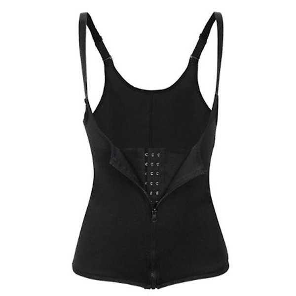 Justerbar Tre-knappet Lynlås Vest Shapewear Hjem Udendørs Fitness Tøj Sort Korset (S)