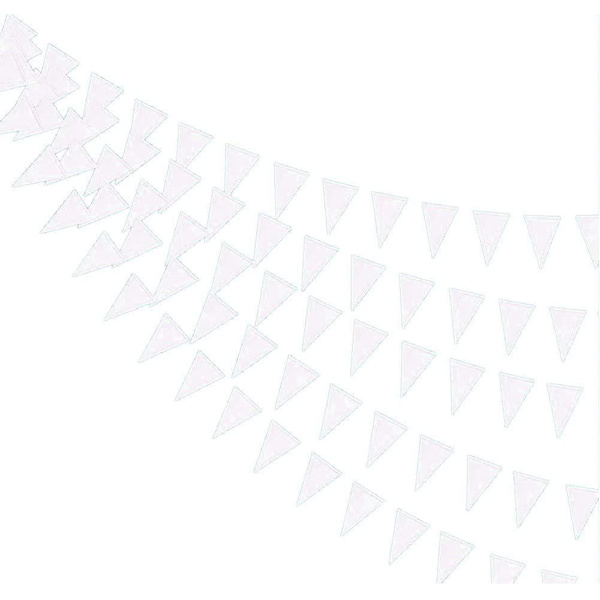 Triangel Flaggor Tyg Girlang Vit Vimpel Banner Hängande Banderoller Girlang För Trädgårdsfest Dekoration Tillbehör