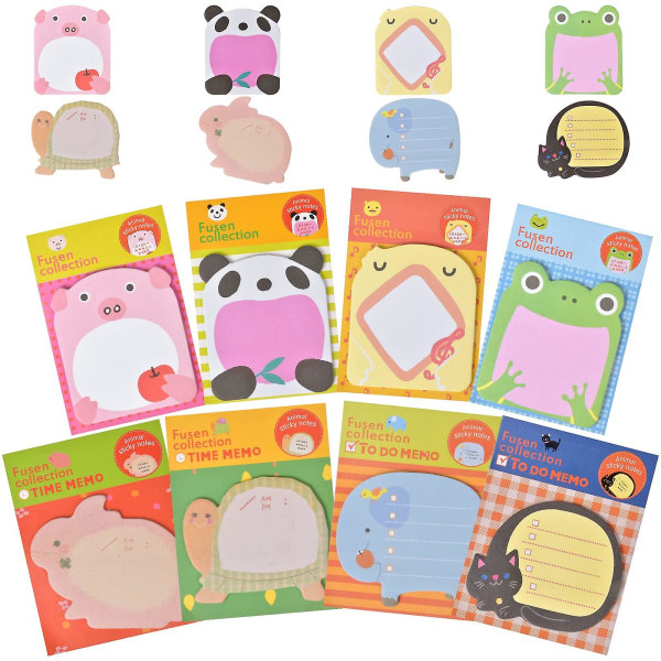 Klistrelapper Pads 16 Pads 240 Ark Cute Animals Klistrelapper Små Tegneserie Notat Fargerik Memo Notatblokk