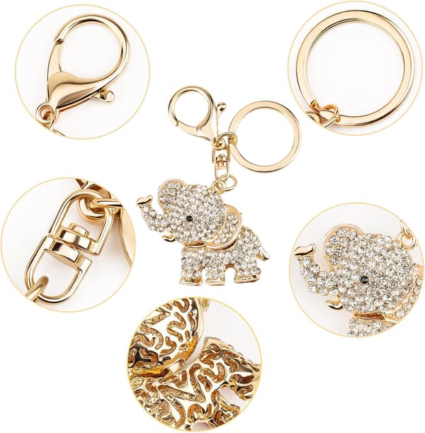 (Sølv) Lykke elefant nøgleringe Opal Rhinestone nøgleringe til kvinder