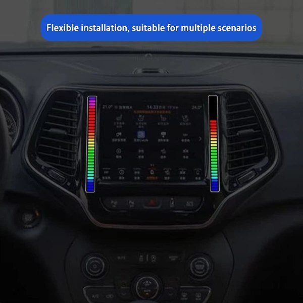 Stemmeaktiveret pickup-rytmelys 32-bit musikniveauindikator med RGB-musiklydstyring Audio Spectrum RGB-lys LED（sort）